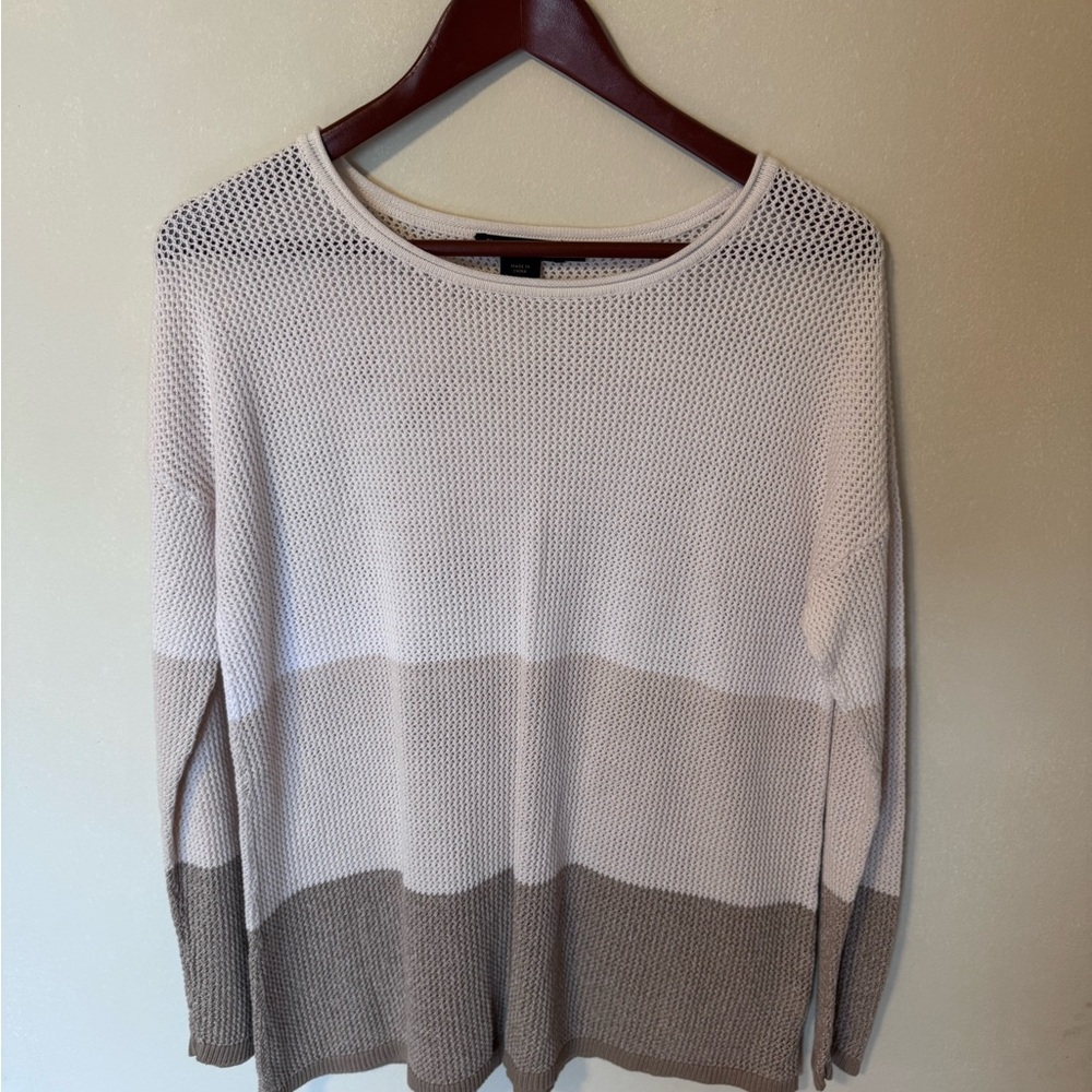 Pendleton Women's Cream and Tan Color Block Sweater